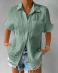 Polyester Blend Blouse - Short Sleeve & Polished Shape