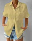 Polyester Blend Blouse - Short Sleeve & Polished Shape