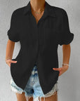 Polyester Blend Blouse - Short Sleeve & Polished Shape