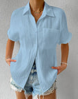 Polyester Blend Blouse - Short Sleeve & Polished Shape