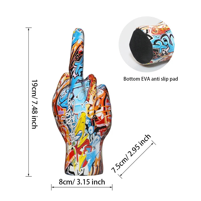 REBELLIOUS - Graffiti Middle Finger Resin Statue