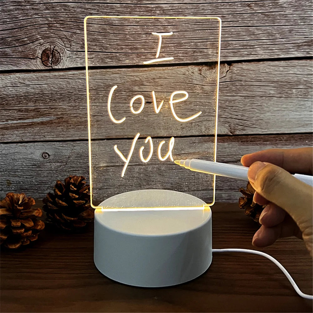 LUXELIGHT - Customizable LED Acrylic Night Lamp with Erasable Message Board