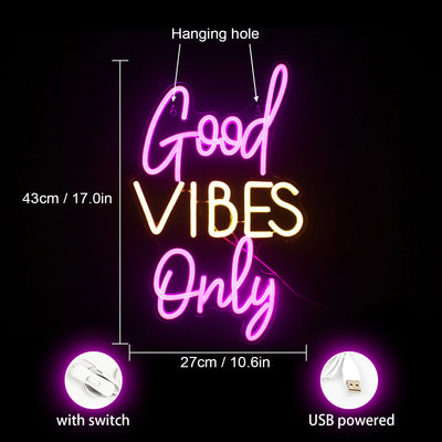 VIBRANZA - "Good Vibes Only" Neon LED Light for Positive Home Decor