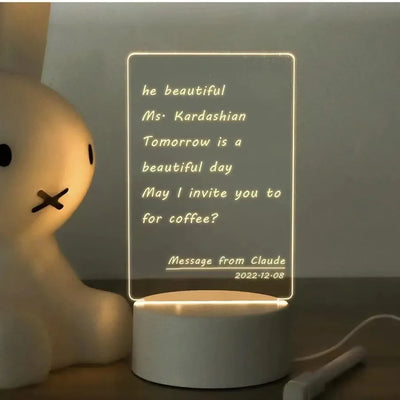 LUXELIGHT - Customizable LED Acrylic Night Lamp with Erasable Message Board