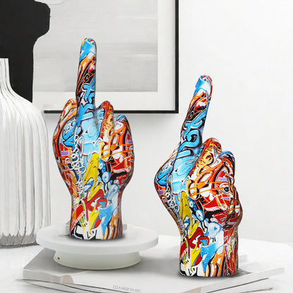 REBELLIOUS - Graffiti Middle Finger Resin Statue