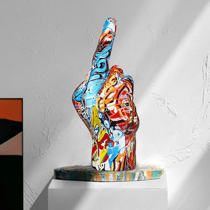 REBELLIOUS - Graffiti Middle Finger Resin Statue