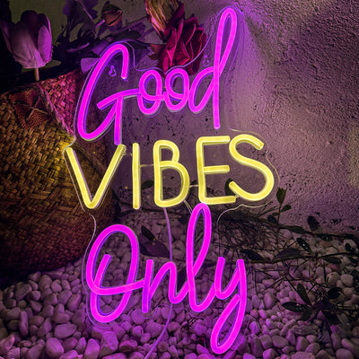 VIBRANZA - "Good Vibes Only" Neon LED Light for Positive Home Decor