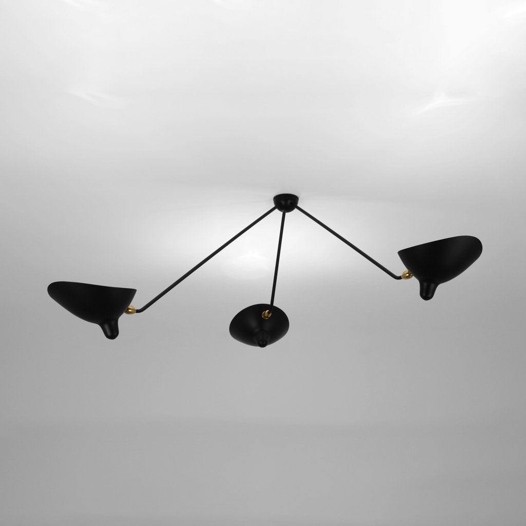 TRIOLUX - Sculptural Three-Arm Modern Ceiling Lamp