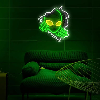 NEONLUX - Green Alien LED Neon Sign - Fun & Vibrant Wall Decor