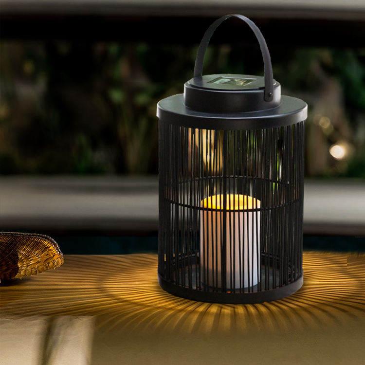 RUSTIC GLOW - Solar-Powered Weave Lantern for Enchanting Outdoor Ambiance