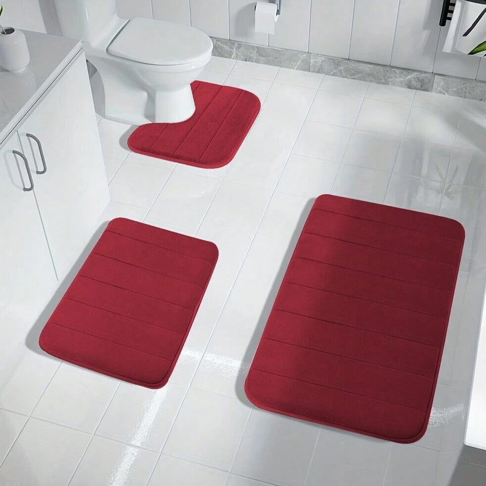 SOFTEASE - StripeMemory Foam Non-Slip Bath Mat