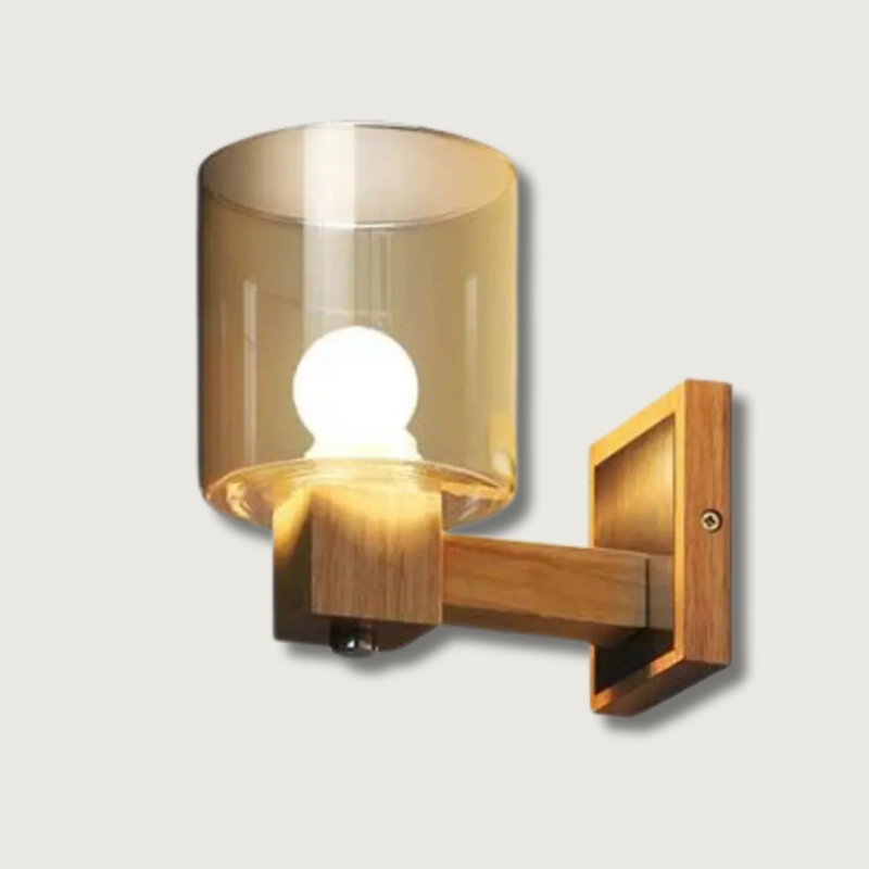 Lumora RetroGlow | Wall Lamp with Wood and Glass