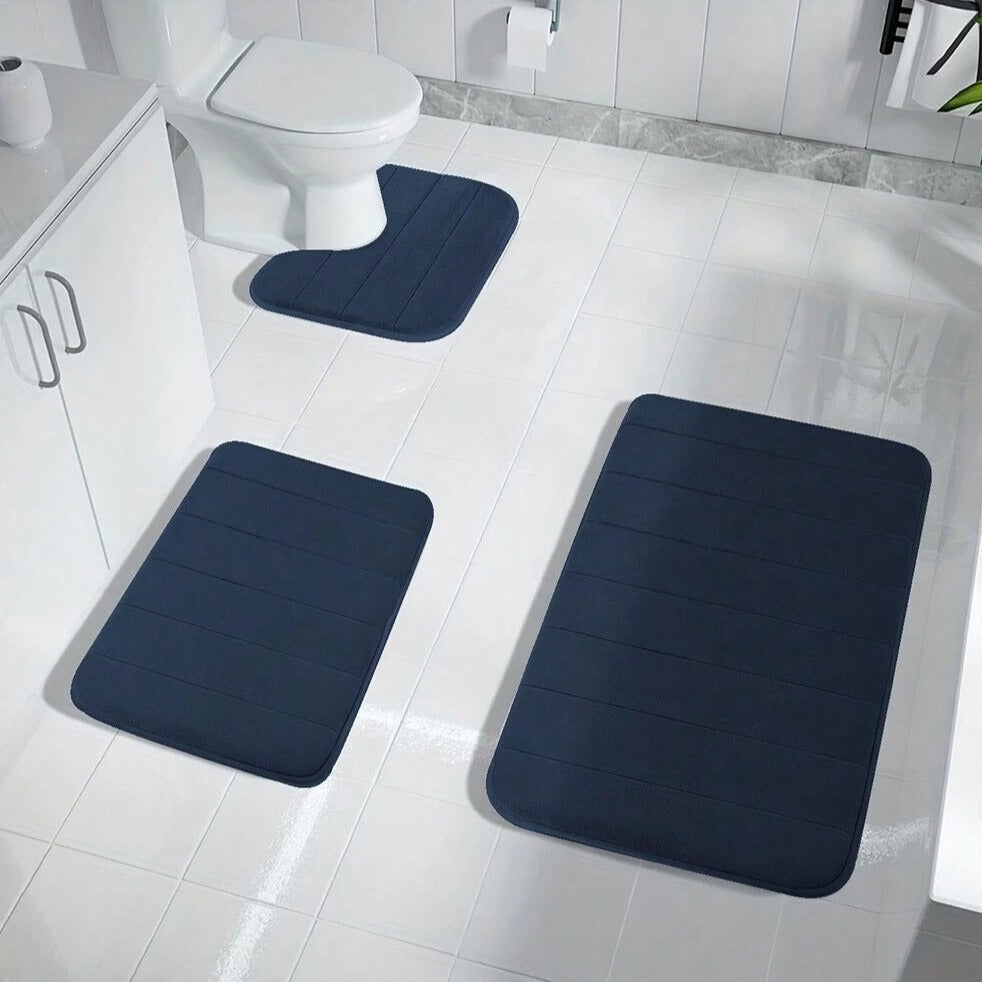 SOFTEASE - StripeMemory Foam Non-Slip Bath Mat