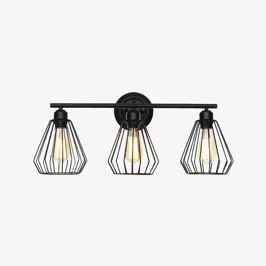 NEVARO - Industrial Black Vanity Wall Lamp with 3 Lights