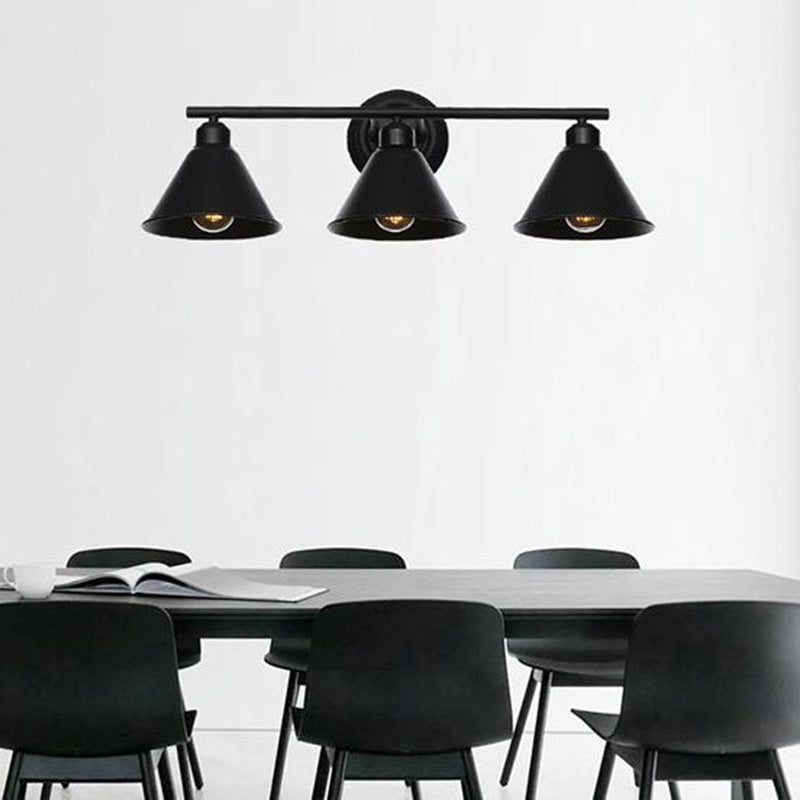 NEVARO - Industrial Black Vanity Wall Lamp with 3 Lights