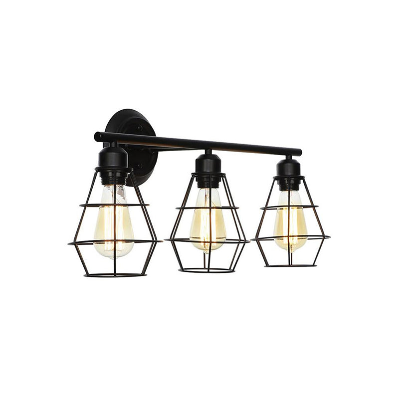 NEVARO - Industrial Black Vanity Wall Lamp with 3 Lights